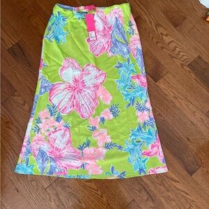 Lilly Pulitzer Pink and Green Floral Skirt